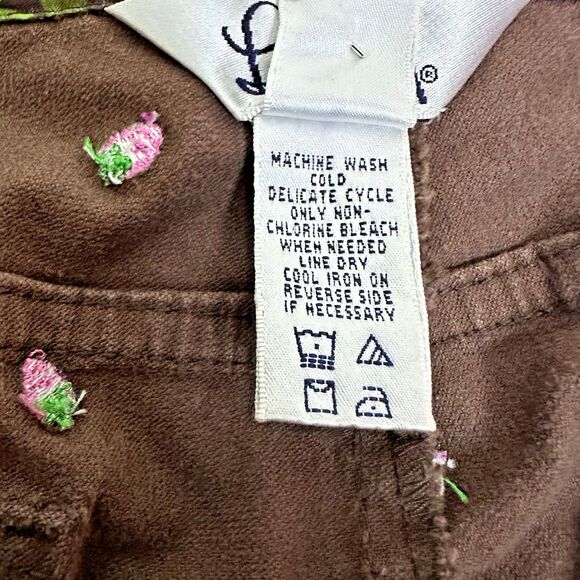 Lilly Pulitzer Brown Corduroy Strawberry Pants Size 8 Cropped Preppy‎ Wide Leg - Picture 9 of 16